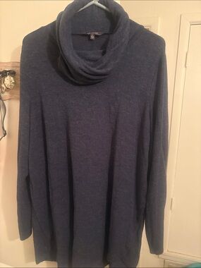 Lisa Rinna Collection Navy Cowl Neck Tunic Sweater